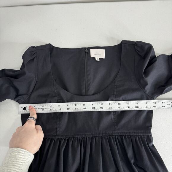 Cinq a Sept Rose Tiered Mini Dress Womens 2 Black Bishop Sleeve Cottage Boho - Picture 11 of 16